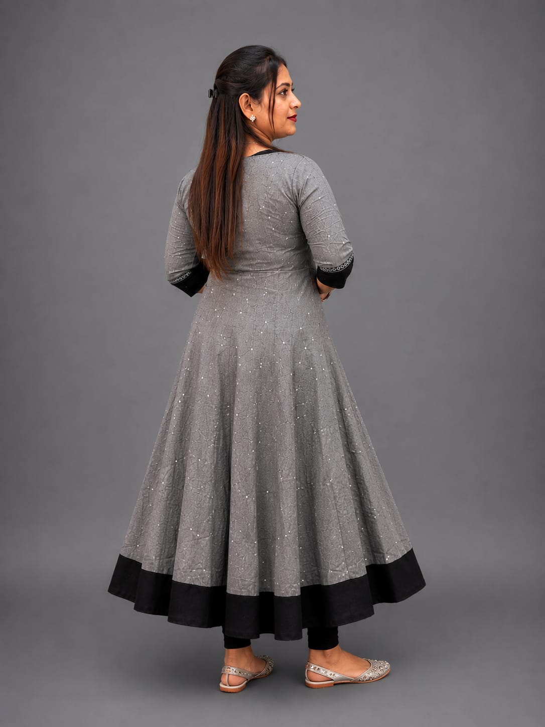 Women’s Sambalpuri Cotton Kurti – Grey & Black Ethnic Wear
