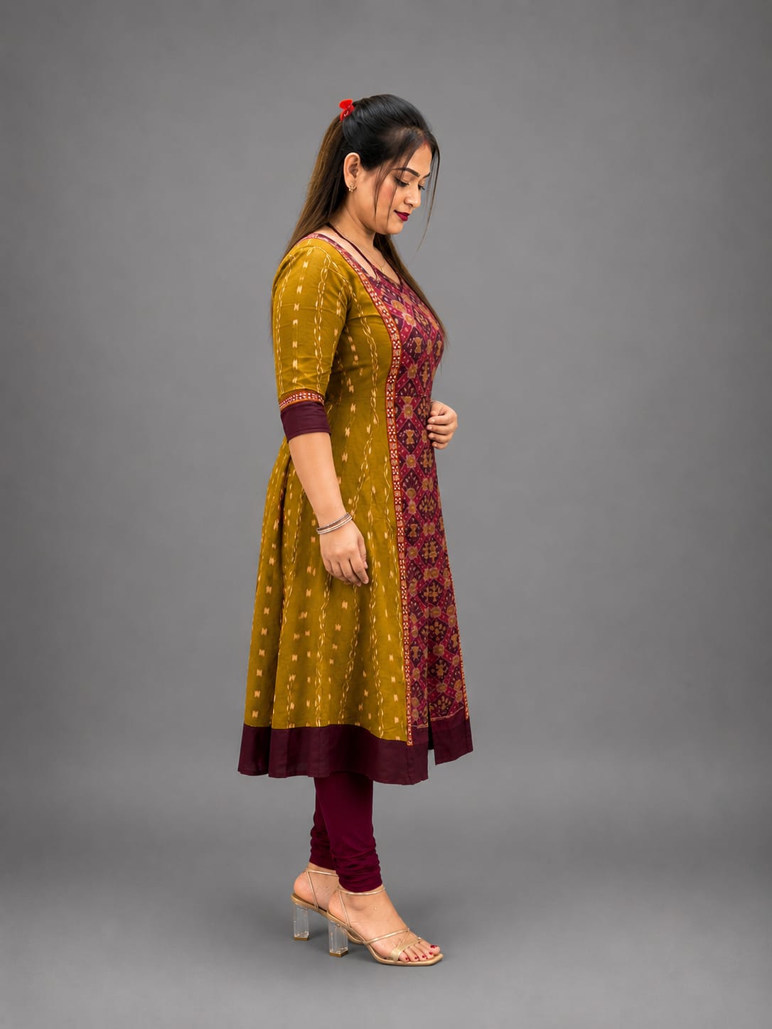 Women’s Sambalpuri Cotton Kurti – Mustard & Maroon Ethnic Wear