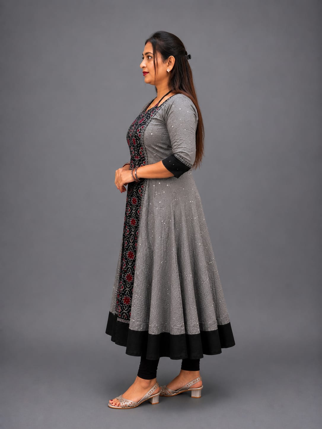 Women’s Sambalpuri Cotton Kurti – Grey & Black Ethnic Wear