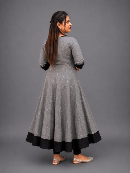 Women’s Sambalpuri Cotton Kurti – Grey & Black Ethnic Wear