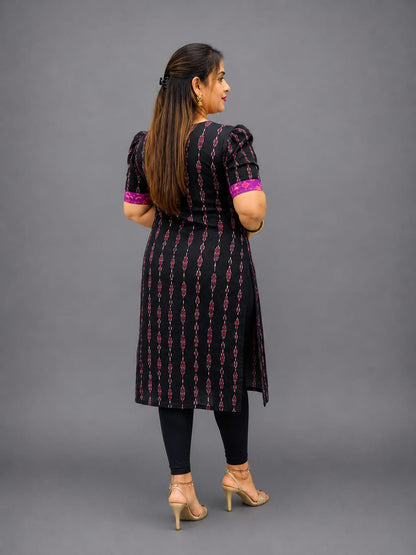 Women’s Sambalpuri Cotton Kurti – Purple & Black Ethnic Wear