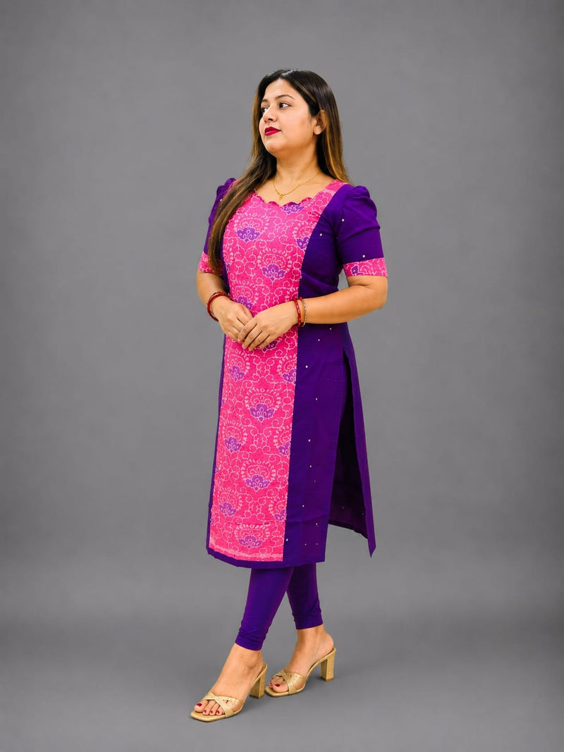 Women’s Sambalpuri Cotton Kurti – Purple & Pink Ethnic Wear