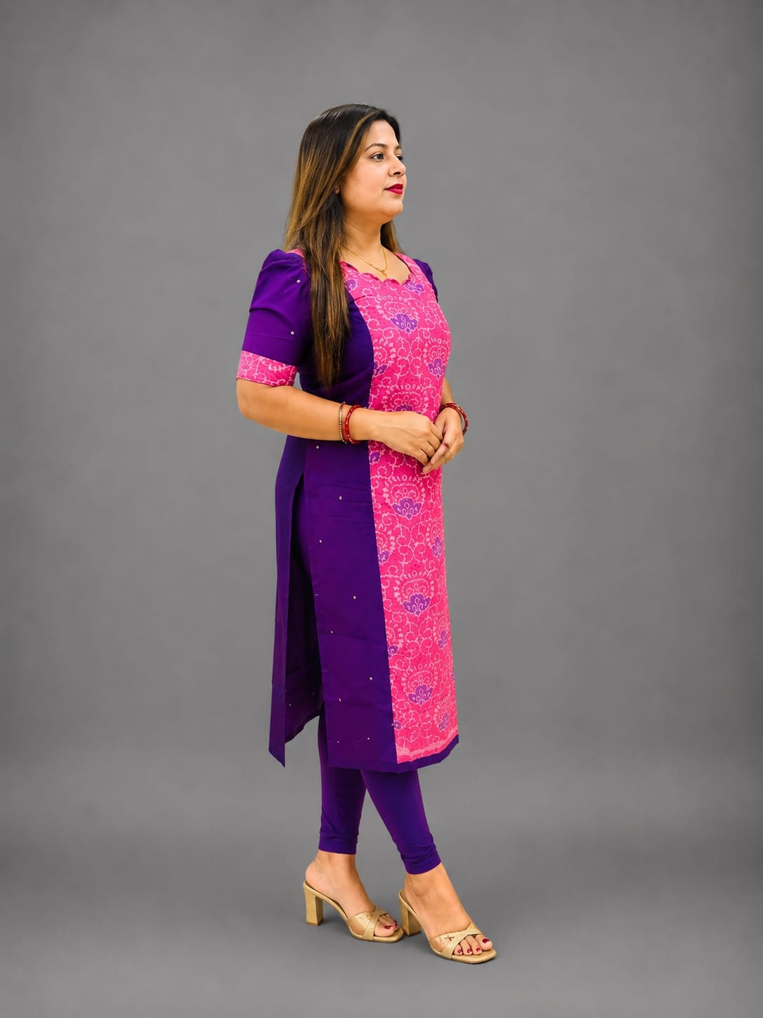 Women’s Sambalpuri Cotton Kurti – Purple & Pink Ethnic Wear