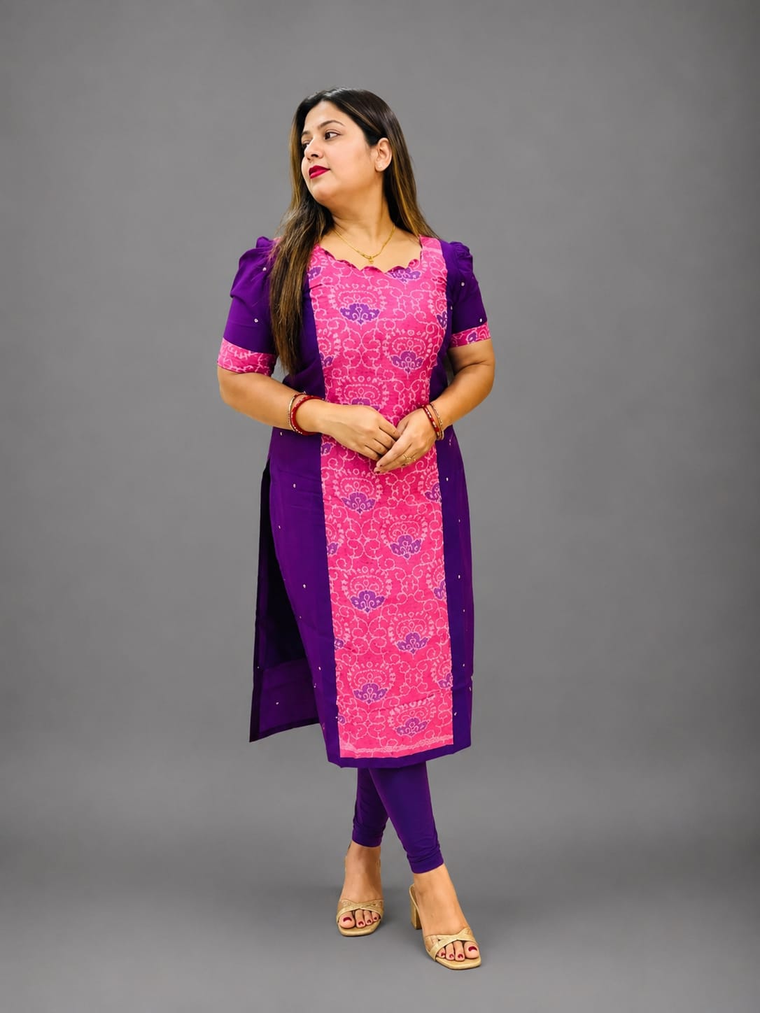 Women’s Sambalpuri Cotton Kurti – Purple & Pink Ethnic Wear