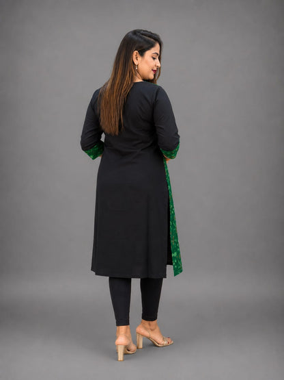 Women’s Sambalpuri Cotton Kurti – Green & Black Ethnic Wear