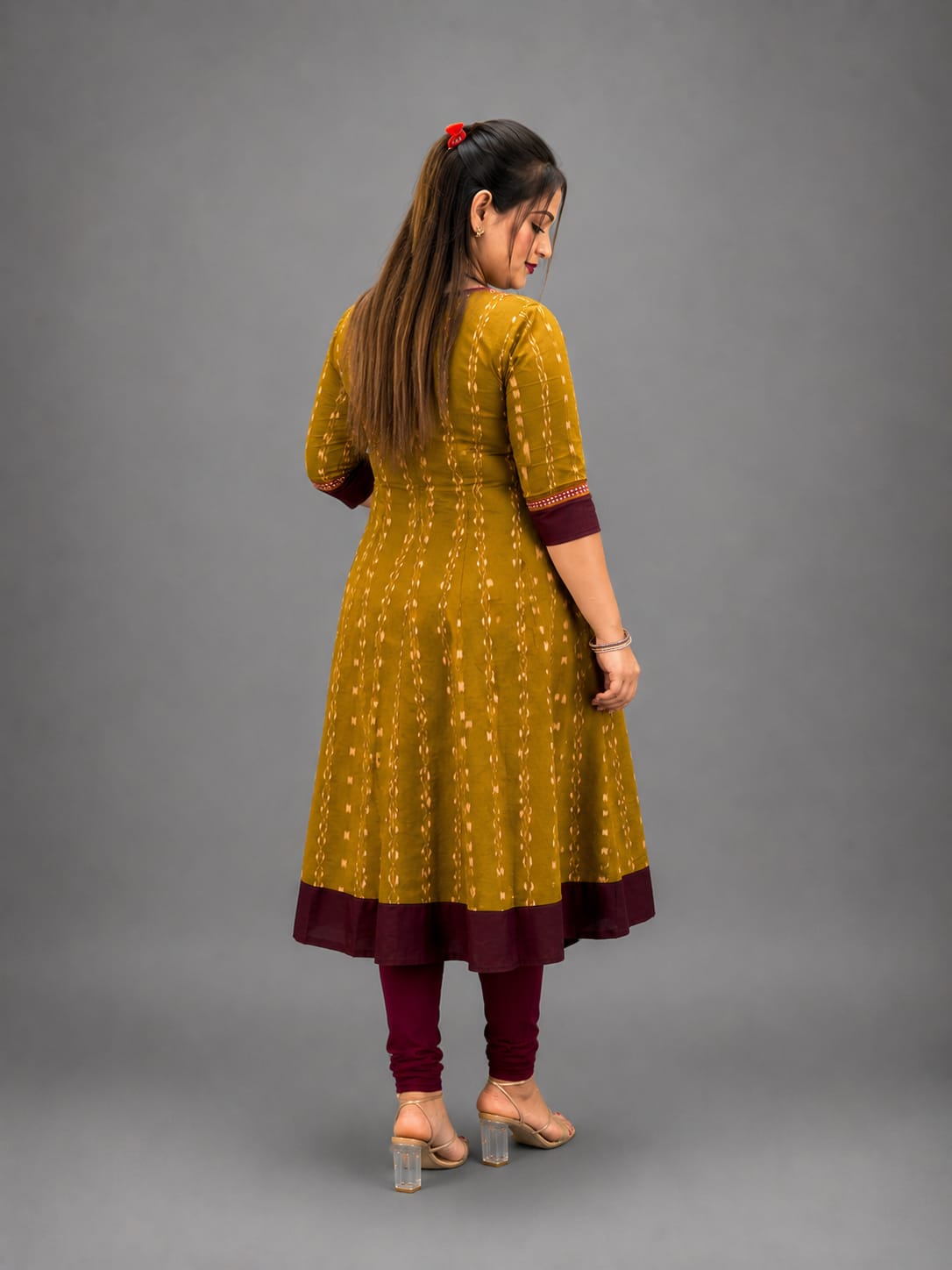 Women’s Sambalpuri Cotton Kurti – Mustard & Maroon Ethnic Wear