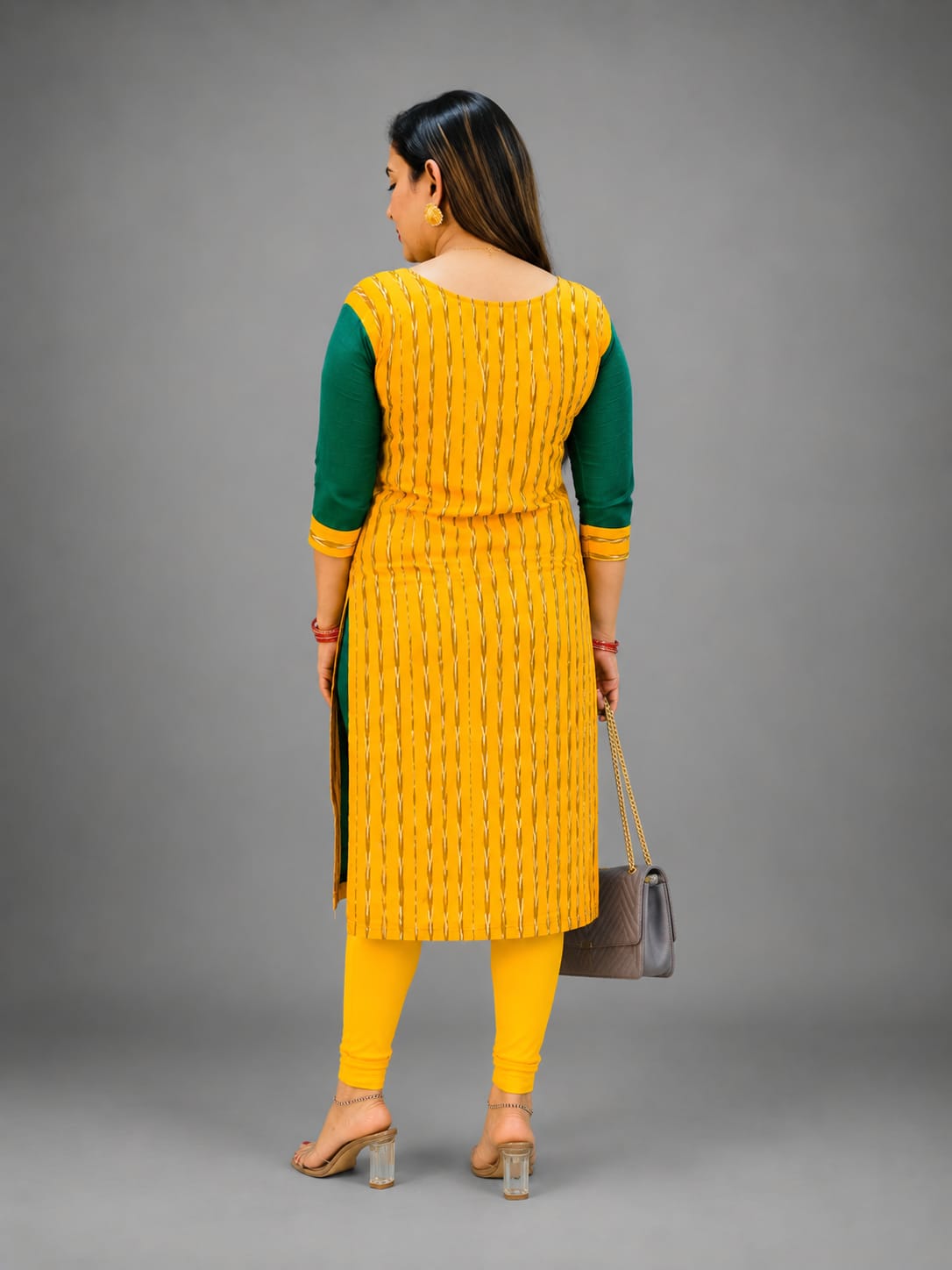 Women’s Sambalpuri Cotton Kurti – Green & Mustard Ethnic Wear
