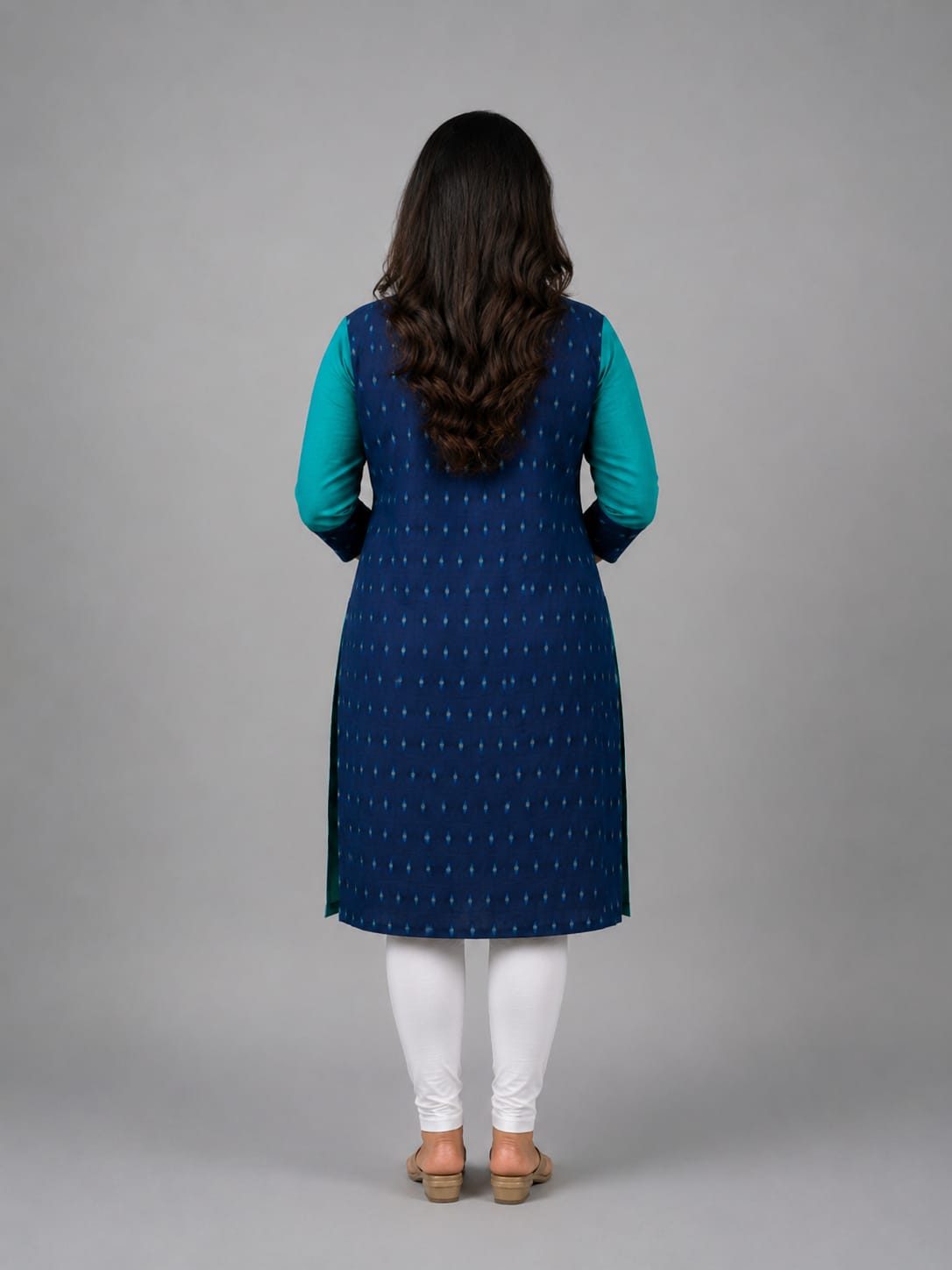 Women’s Sambalpuri Cotton Kurti – Navy Blue & Teal Ethnic Wear