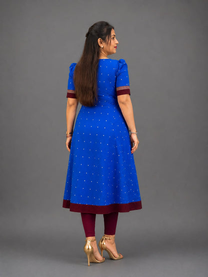 Royal Blue Sambalpuri Cotton Kurti for Women | Elegant Ethnic Wear