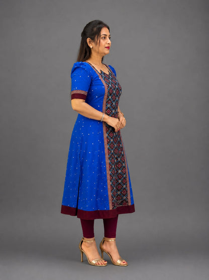 Royal Blue Sambalpuri Cotton Kurti for Women | Elegant Ethnic Wear