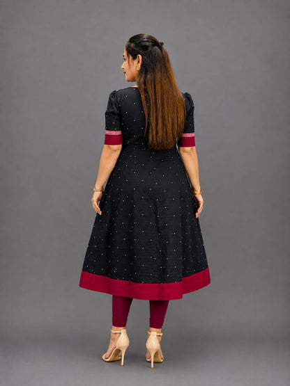 Stylish Black Sambalpuri Cotton Kurti for Women – Ethnic Printed Kurti