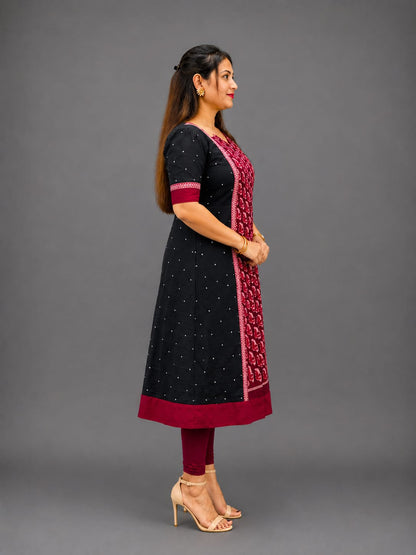 Stylish Black Sambalpuri Cotton Kurti for Women – Ethnic Printed Kurti