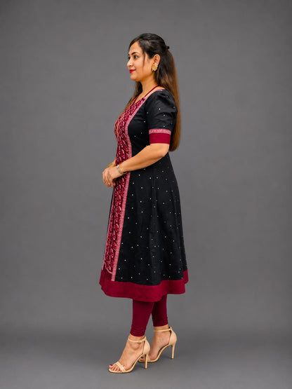 Stylish Black Sambalpuri Cotton Kurti for Women – Ethnic Printed Kurti