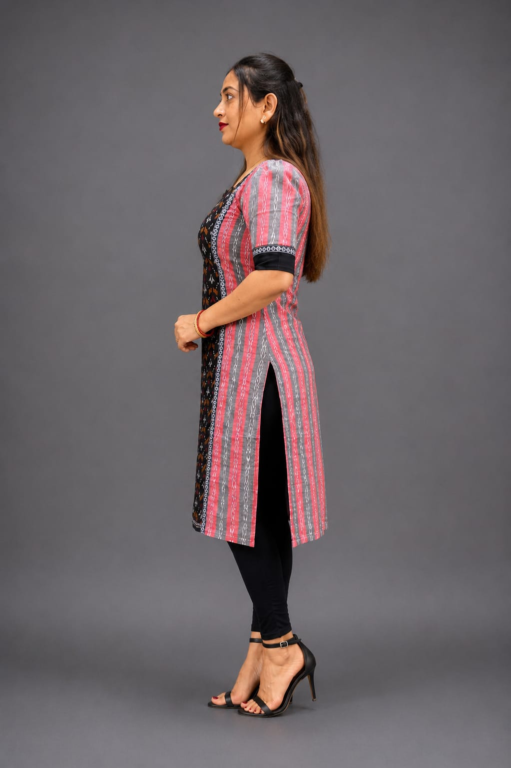 Designer Sambalpuri Cotton Kurti for Women – Black & Pink Ethnic Wear