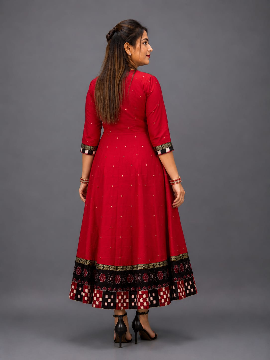 Beautiful Red Sambalpuri Cotton Anarkali Kurti for Women – Ethnic Party Wear