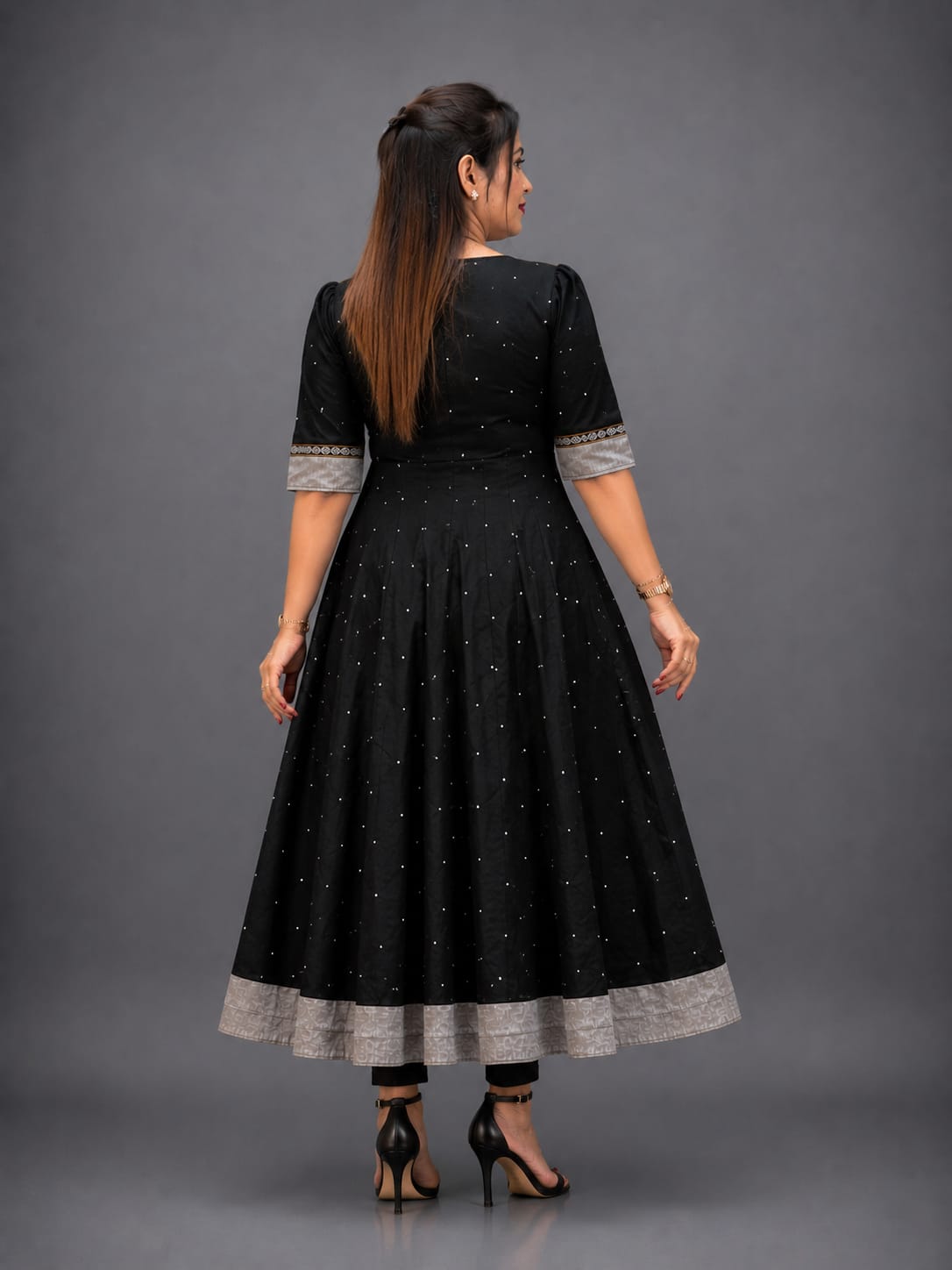 Elegant Black Sambalpuri Cotton Anarkali Kurti for Women – Designer Ethnic Wear